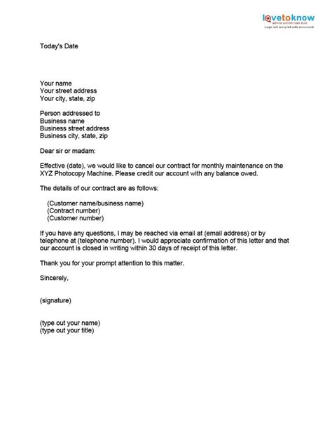 letter  cancel timeshare  business templates