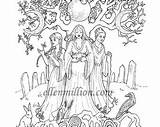 Maiden Crone Mother Coloring Digi Stamp Digital Adults Scrapbooking Cards sketch template