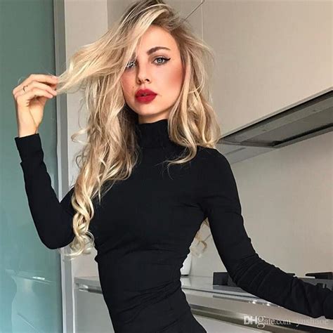 2019 winter sexy high collar thin skinny women basic