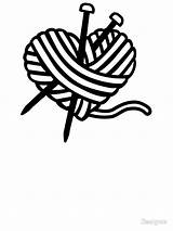 Knitting Needles Drawing Heart Getdrawings sketch template