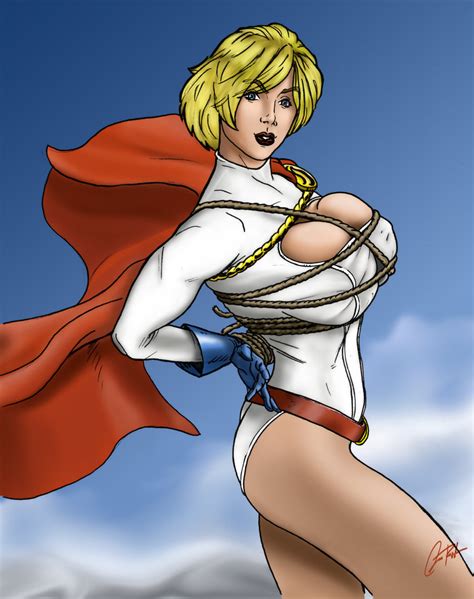 Bound Pleasure Slave Power Girl Erotic Art Superheroes
