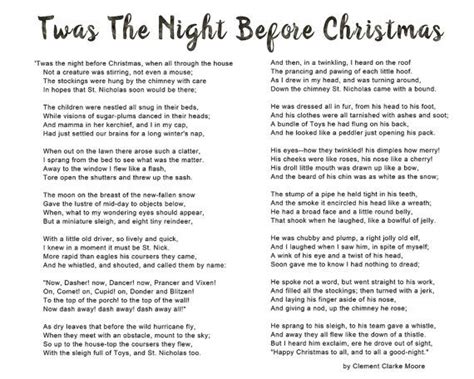 printable twas  night  christmas poem printable templates