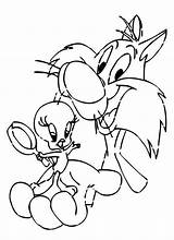 Tweety Sylvester Coloring Kids Pages Funny Print Printable Characters sketch template