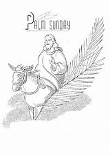 Palm Sunday Coloring Drawing Jesus Beautiful Color sketch template