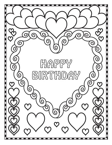 happy birthday coloring card  collection   happy birthday