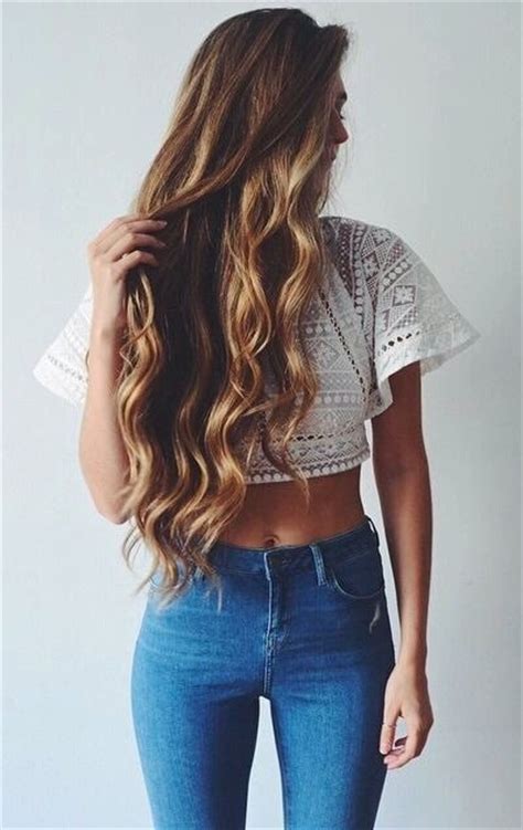 jeans blue tumblr girl long hair goals image