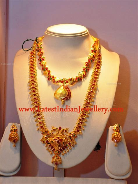 gold rubies muvvala haram latest indian jewellery designs
