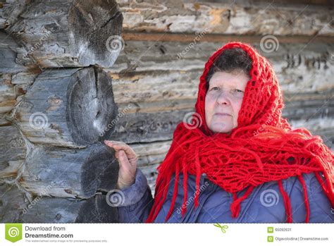 The Russian Woman In Shawl Warms Hands Near An Stock Image Image Of