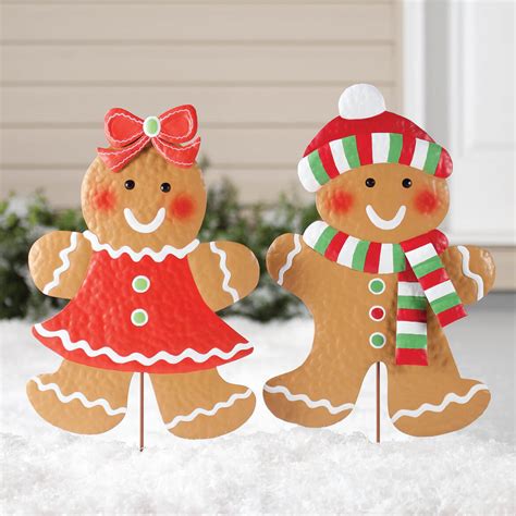 gingerbread girl boy stakes  maple lane creations miles kimball
