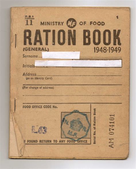 ministry  food ration book   remember