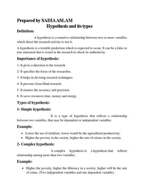 hypothesis   types  hypothesis statistical hypothesis