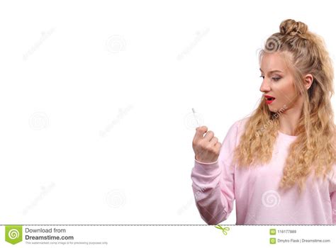 Happy Woman Holding A Positive Pregnancy Test Stock Image