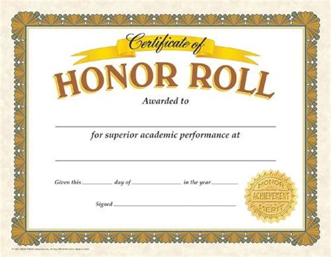 certificate  honor roll   certificate templates honor roll