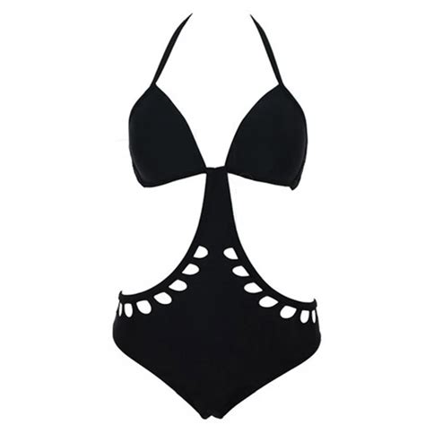 high quality 2014 new black sexy cut out one piece swimwear monokini s