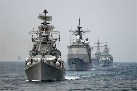 stock photo  american navy ships  formation   indian ocean
