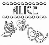 Alice Nomes Colorir Imagens sketch template
