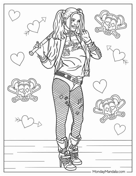 harley quinn coloring pages   printables
