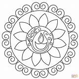 Rangoli Coloring Diwali Pages Colouring Kids Designs Happy Diya Printable India Drawing Color Sheets Print Templates Flower Lamp Clipart Template sketch template