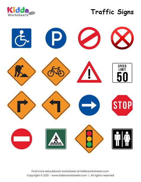 printable traffic signs worksheet kiddoworksheets