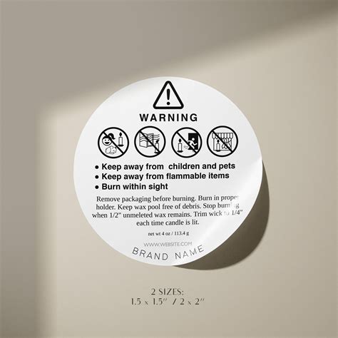 candle warning label template printable candle safety etsy