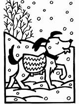 Winter Dog Snow Coloring Seasons Printable Primarygames Pdf sketch template