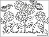 Flower Pages Garden Coloring Kids Color Print Nature Adults sketch template