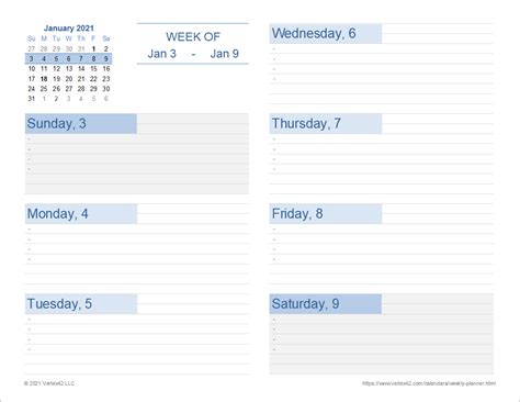 weekly planner template  printable weekly planner  excel