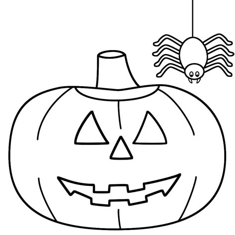 print spider pumpkin simple halloween coloring pages