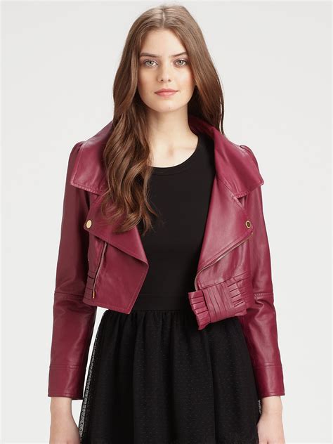 Lyst Red Valentino Cropped Leather Jacket In Red