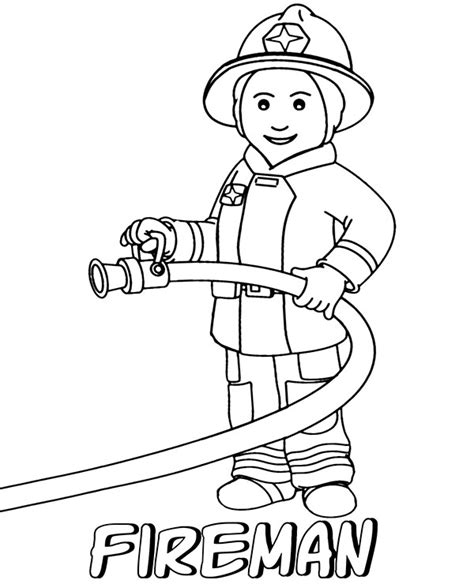firefighter coloring page  children