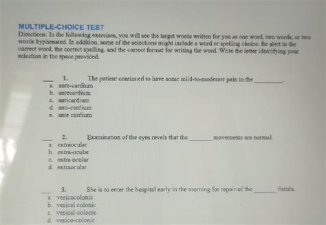 solved multiple choice test directions    cheggcom