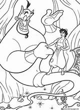 Coloring Cartoon Aladdin Genie Pages Printable sketch template