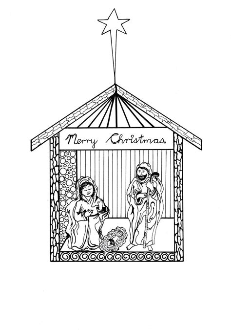 printable nativity scene coloring pages allfreechristmascraftscom