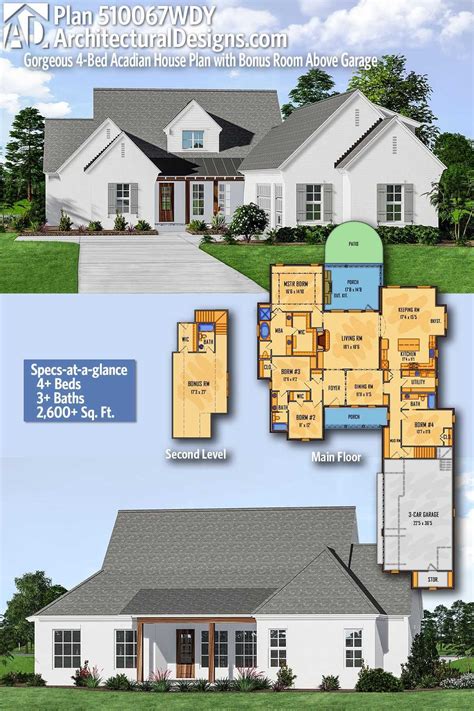 plan wdy gorgeous  bed acadian house plan  bonus room