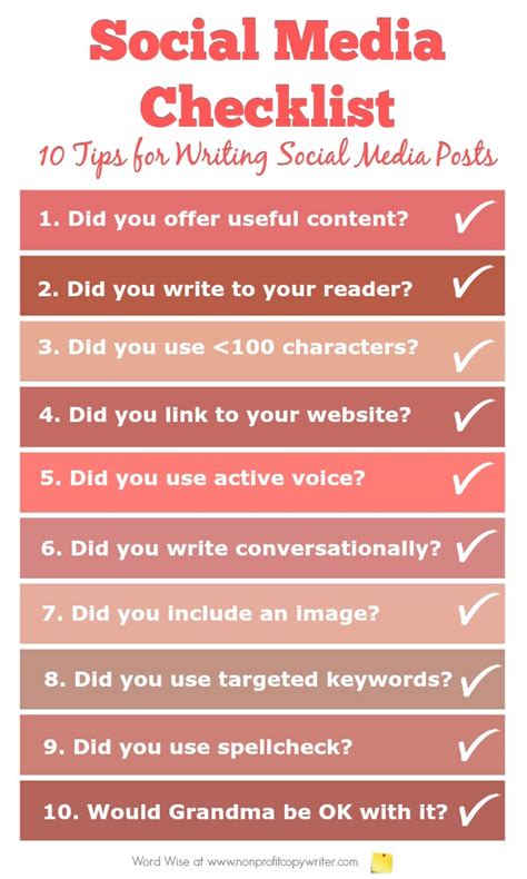 social media checklist  tips  writing good social media posts