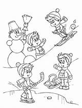 Winter Coloring Pages Snow Sports Kids Playing Sport Activities Printable Clipart Skiing Sheets Colouring Fun Color Book Ski Snowy Photograph sketch template