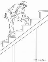 Carpintero Construyendo Escalera Imprimir Dibujar Actividades Línea sketch template