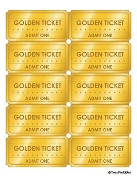 golden ticket templates  tims printables teachers pay teachers