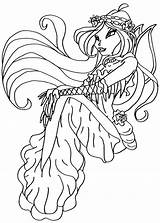 Winx Pixies Flora Mermaid Colouring Bestcoloringpagesforkids sketch template