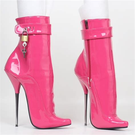 Extreme 7 High Heel Ballet Boots Stiletto Patent Ankle Lockable