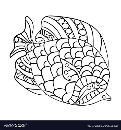 fish  coloring page  children  adults vector image