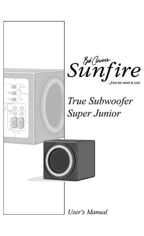 sunfire true subwoofer super junior user manual   manualslib