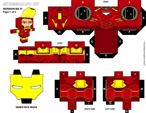 ironman  mask iron man paper toys paper toys template