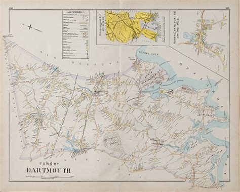 print  antique town map  dartmouth massachusetts  photo paper
