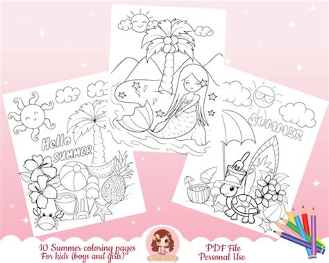 printable summer coloring pages  kids mom wife busy life