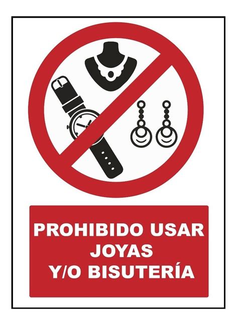 letrero senalizacion prohibido usar joyas    cm  en mercado libre