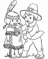 Coloring Pilgrim Thanksgiving Indian Pages Pilgrims Girl Boy Little Kids Native Printable Sheet Indians Giving American Wishbone Color Sheets Adult sketch template