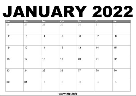 january  calendar printable  hipiinfo calendars printable