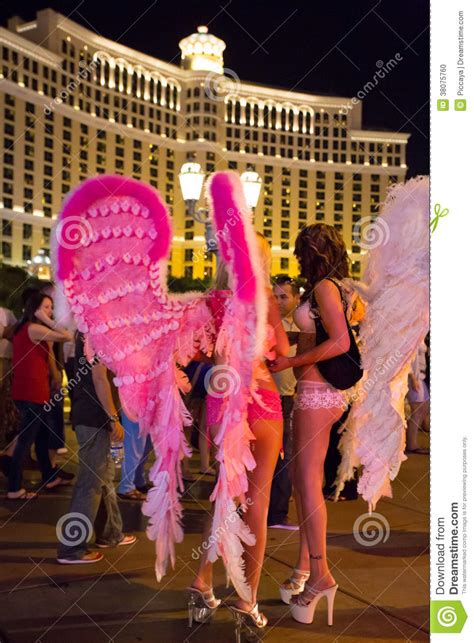 Sexy Girls With Wings And Hills At Night On The Strip With The B