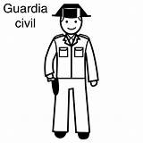Guardia Guardias Profesiones Infantiles Guardiacivil Mayor Pictogramas Niñas Compartan Pretende Disfrute Motivo sketch template